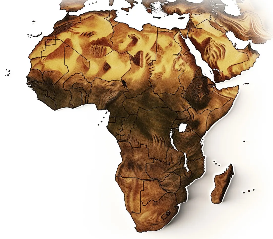 Mapa em relevo do continente africano